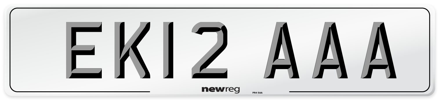 EK12 AAA Number Plate from New Reg
